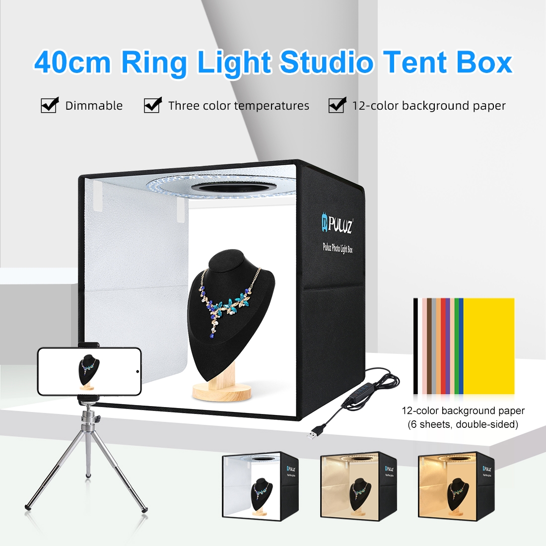 Photography Lighting Styles - PULUZ 40cm Ring Light Lipat Portabel