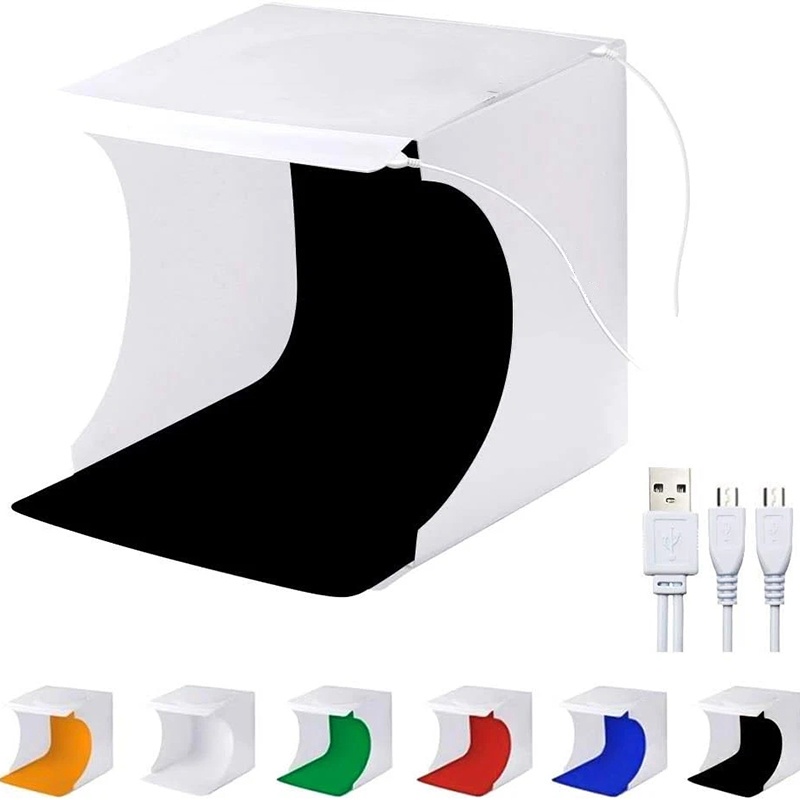 Photography Lighting Kit With Backdrop - Kotak Lampu LED Fotografi Lipat Portabel,