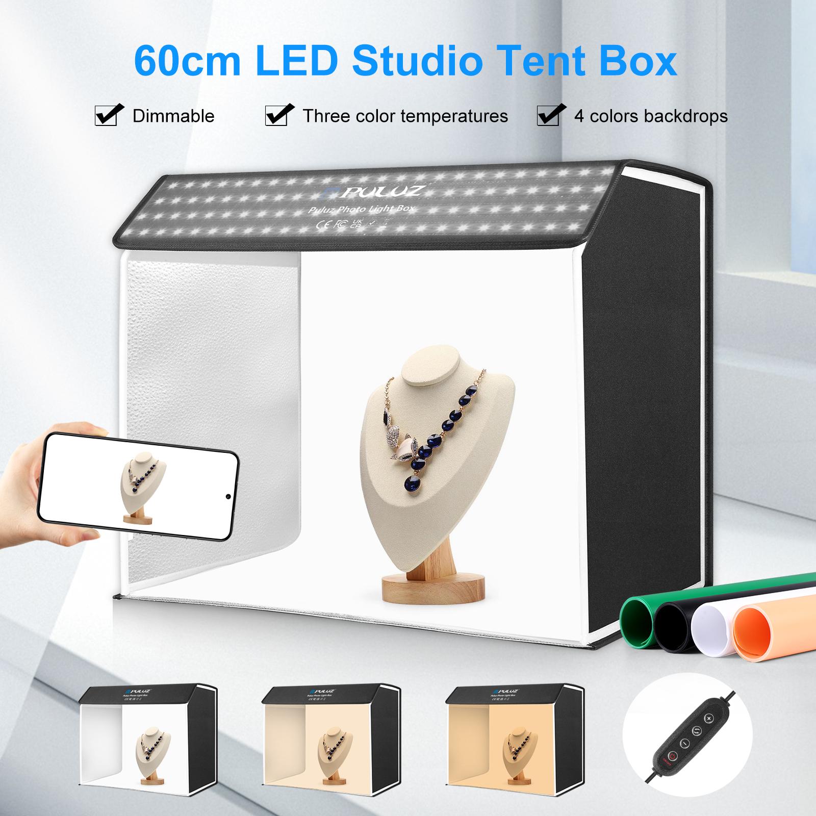 Photography Lighting Kit With Backdrop - PULUZ 60X40Cm Kotak Lampu Studio Foto
