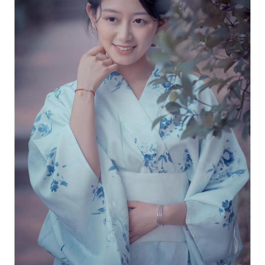 Photography Lighting For Clothing - Kimono Biru Muda Pakaian Tradisional Jepang