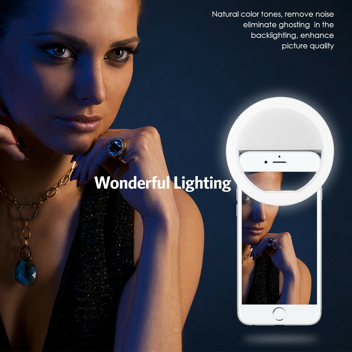 Photography Lighting Description - Lampu Cincin Selfie LED dengan Pengisian
