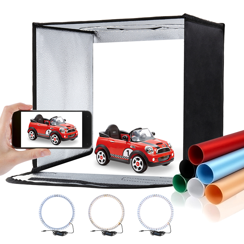 Photography Lighting Kit With Backdrop - Kotak lampu Studio foto lipat 11.8x11.8