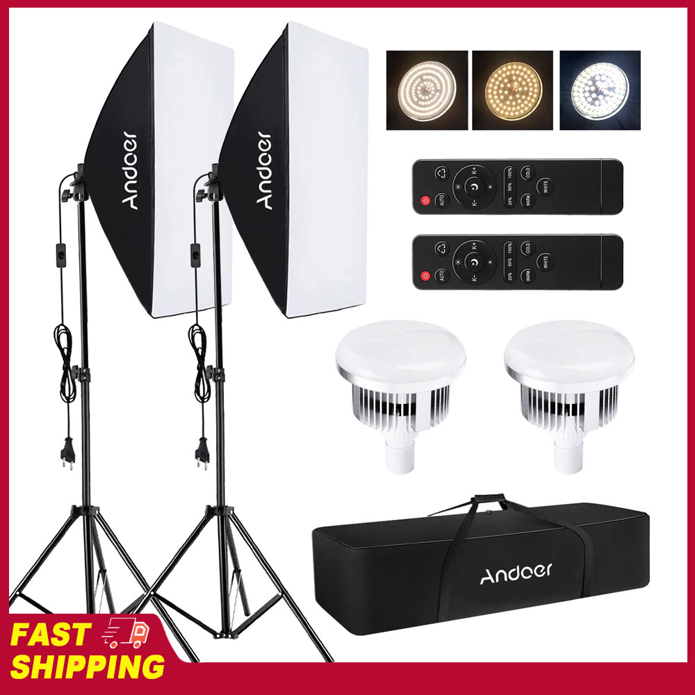 Photography Video Lighting Kit - Set Pencahayaan Softbox Andoer untuk Studio