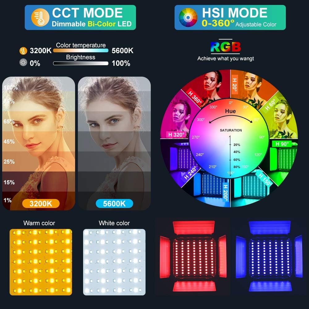Lampu Video Panel LED RGB deng - Photography Video Lighting Kit ulasan dan harga