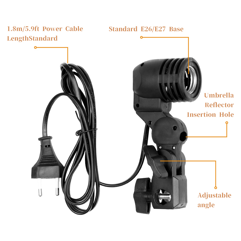 1.8M Kabel Kabel Bohlam Berdir - Photography Umbrella Lighting Kit ulasan dan harga