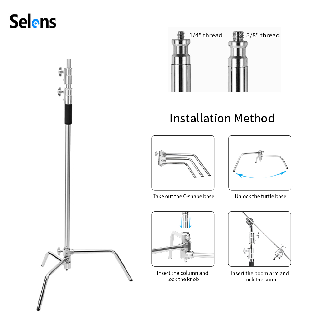 Selens 300cm C-Stand Stainless - Photography Video Lighting Kit ulasan dan harga
