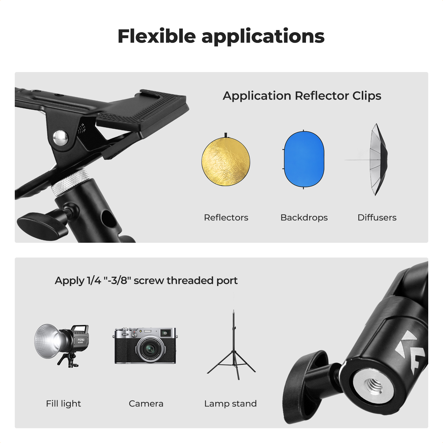K&F CONCEPT Penyangga Klip Ref - Reflector Arm Clamp ulasan dan harga