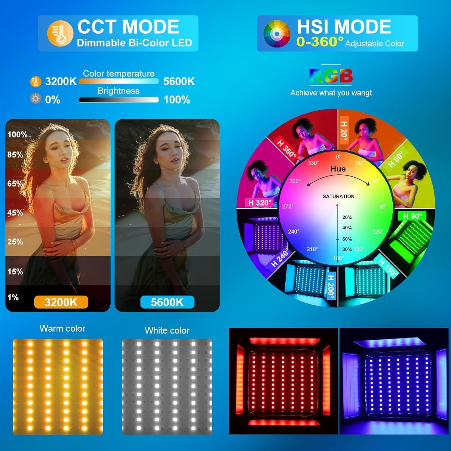Kit Pencahayaan Video LED RGB, - Photography Video Lighting Kit ulasan dan harga