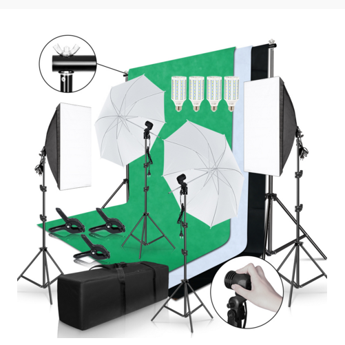 Paket Perlengkapan Fotografi G - Photography Lighting Kit With Backdrop ulasan dan harga